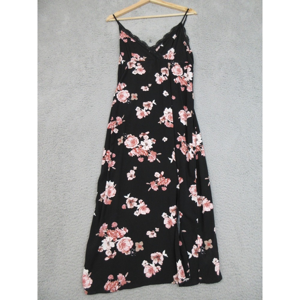 Dark Romance Slip Dress Women M Black Pink Floral Darkfairy Ethereal Whimsigoth